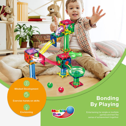PicassoTiles 200 PCS Picasso Tiles Marble Run LED Race Track Set Ages 3+