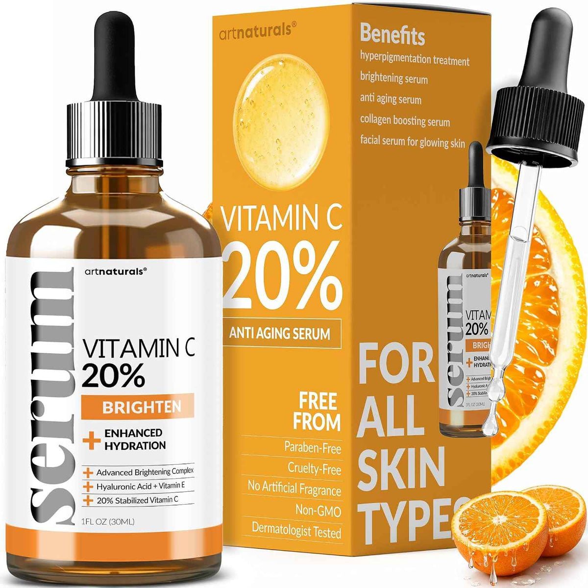 ArtNaturals Vitamin C Serum with Hyaluronic Acid, 1 fl oz