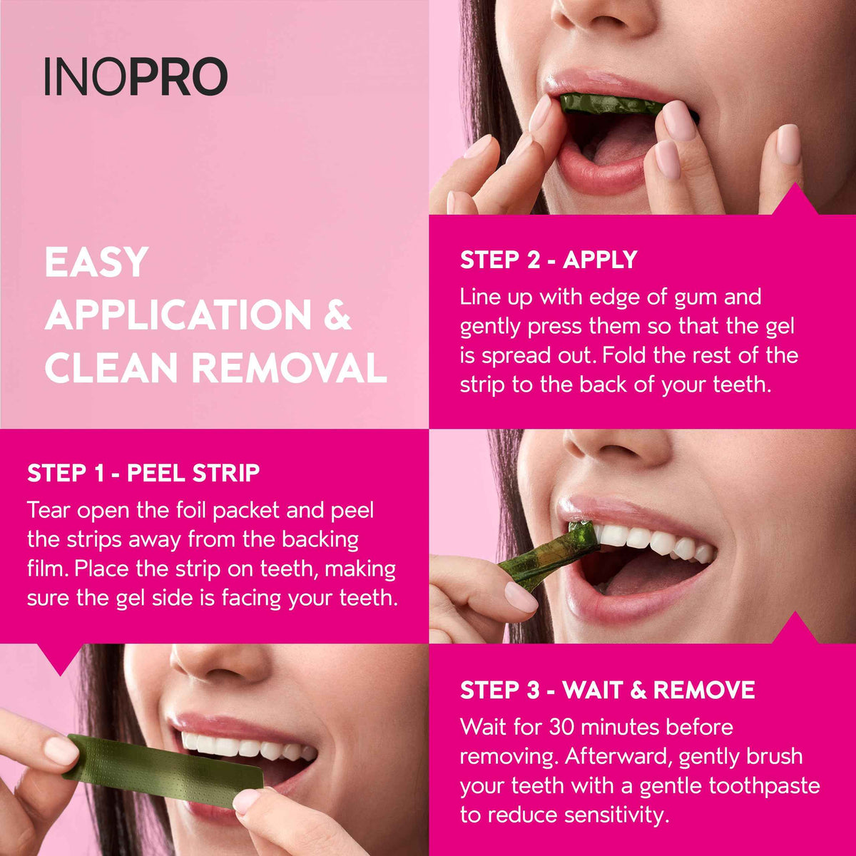 InoPro Teeth Whitening Strips 14 Treatments Kit - Enamel Safe Teeth Whitener, Peroxide-Free, Green White Strips
