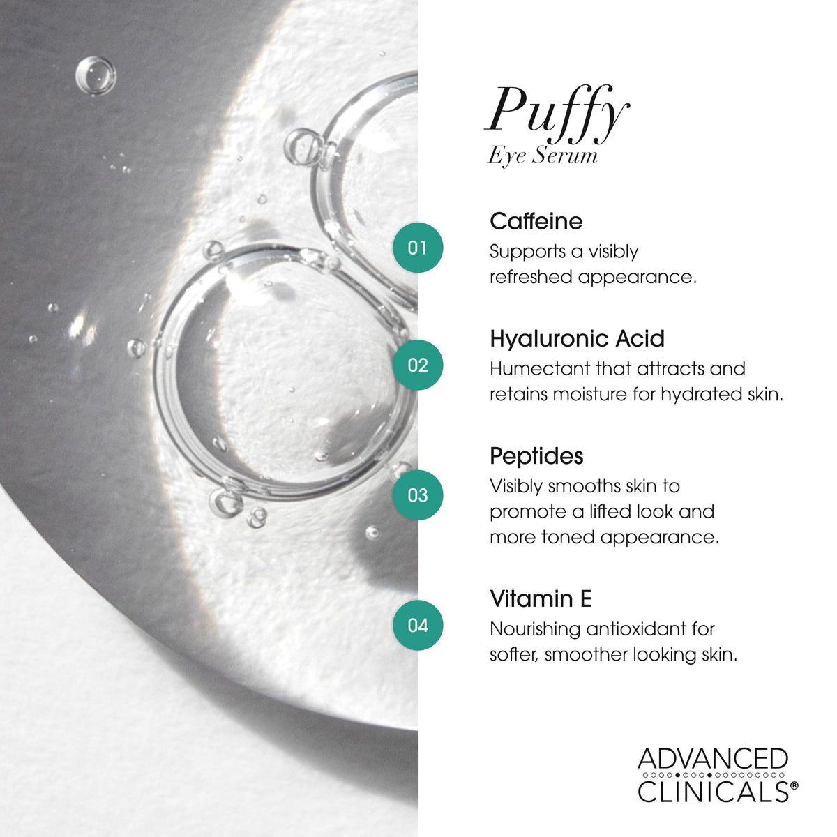 Advanced Clinicals Puffy Eye Serum – Vitamin C & Caffeine Duo (52ml x 2)