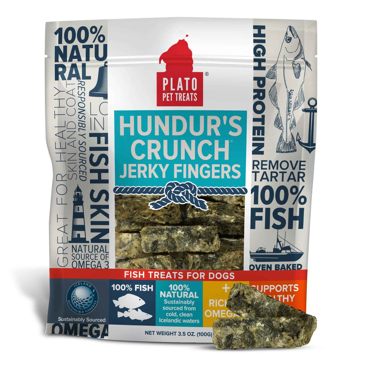 Plato Single Ingredient Wild-Caught Cod Skin Bites Dog - 10 oz