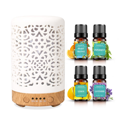 Essential Oil Diffusers, 100ml White Ceramic Diffuser with 7 LED Lights,Ultrasonic Aromatherapy