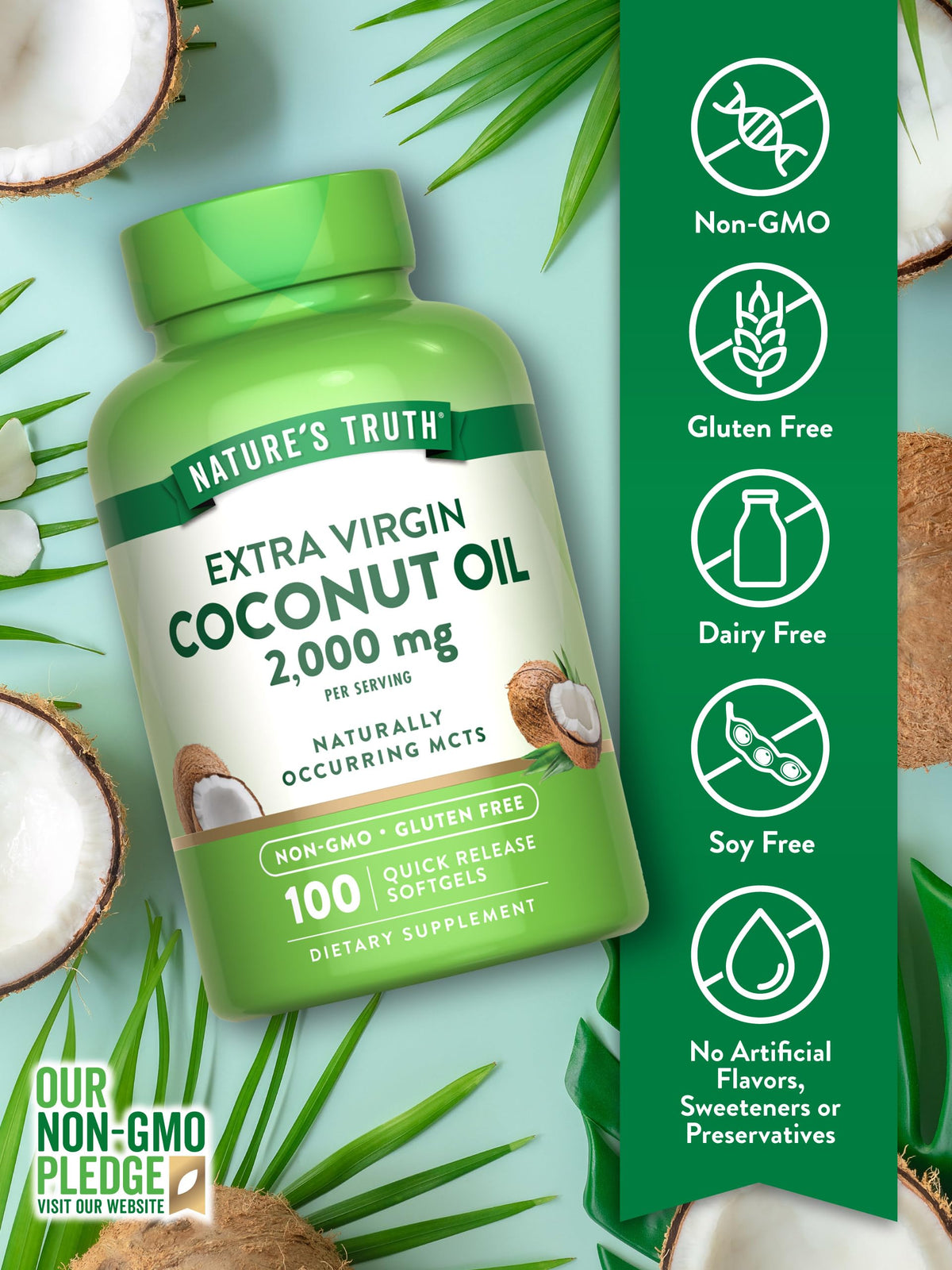 Nature's Truth Coconut Oil Supplement | 100 Softgels