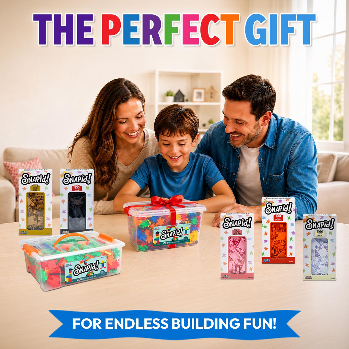 Play Build 100 Piece White Snap Connecting Building Toy Set for Kids