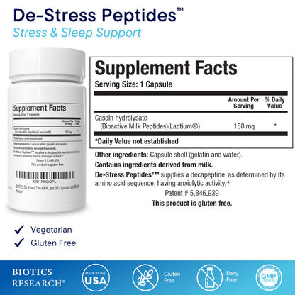 BIOTICS RESEARCH De-Stress Patented Nutrient Designed to Support Calmness, Healthy Sleep Habits, All-Natural Supports Mental Wellness & Calm. 30 Capsules