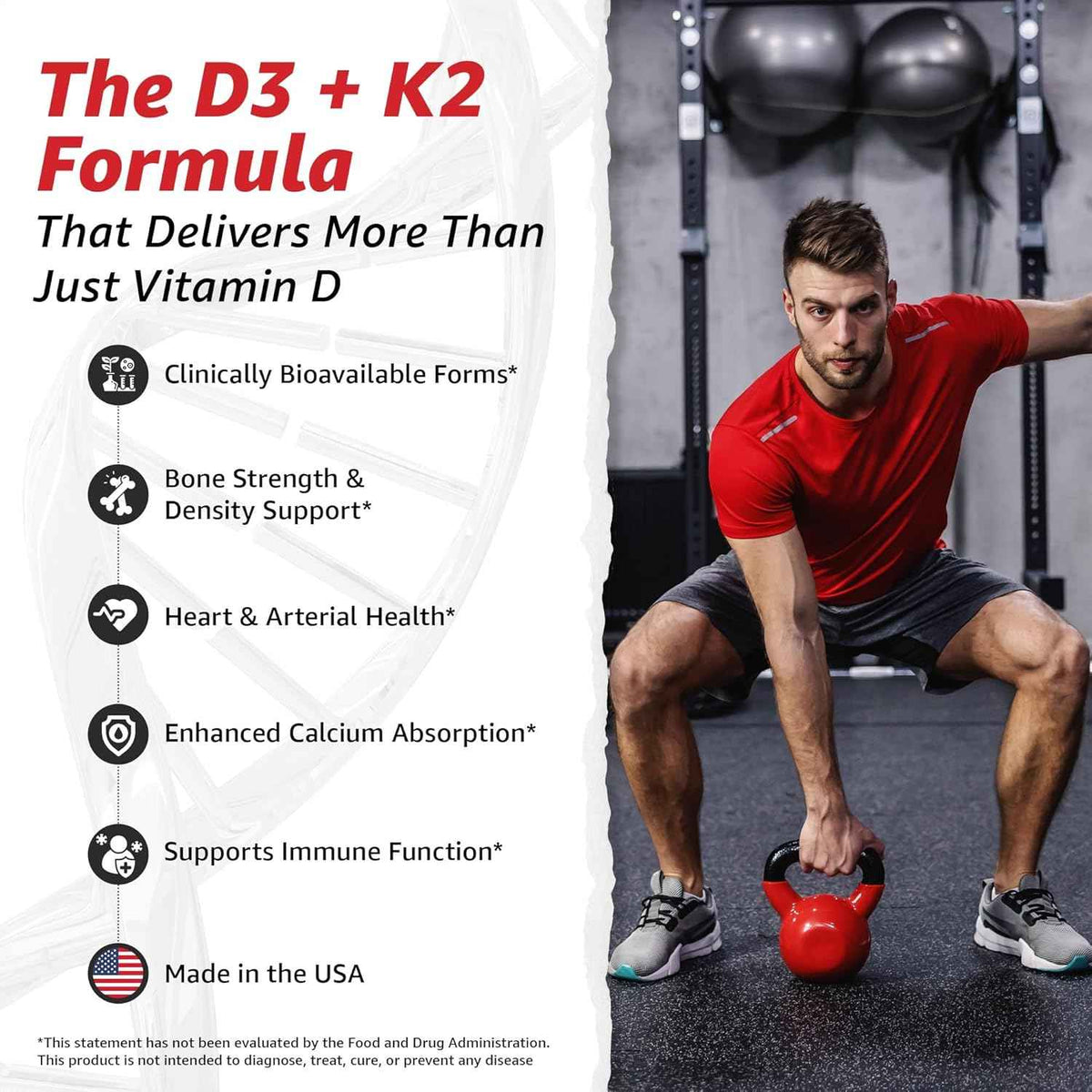 10X Health Vitamin D3 K2-60 Capsules - Vitamin K2 Mk7: 5000 IU Vitamin D3, Bone, Heart & Teeth Support, 60 Capsules