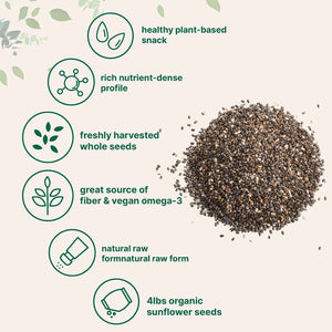 Micro Ingredients Organic Chia Seeds, 4lbs - Contains Omega-3s - Non-GMO - Excellent Source of Fiber - Plant Based Protein - Raw Chia Seed Source - Great for Baking, Smoothies & Pudding - Gluten Free