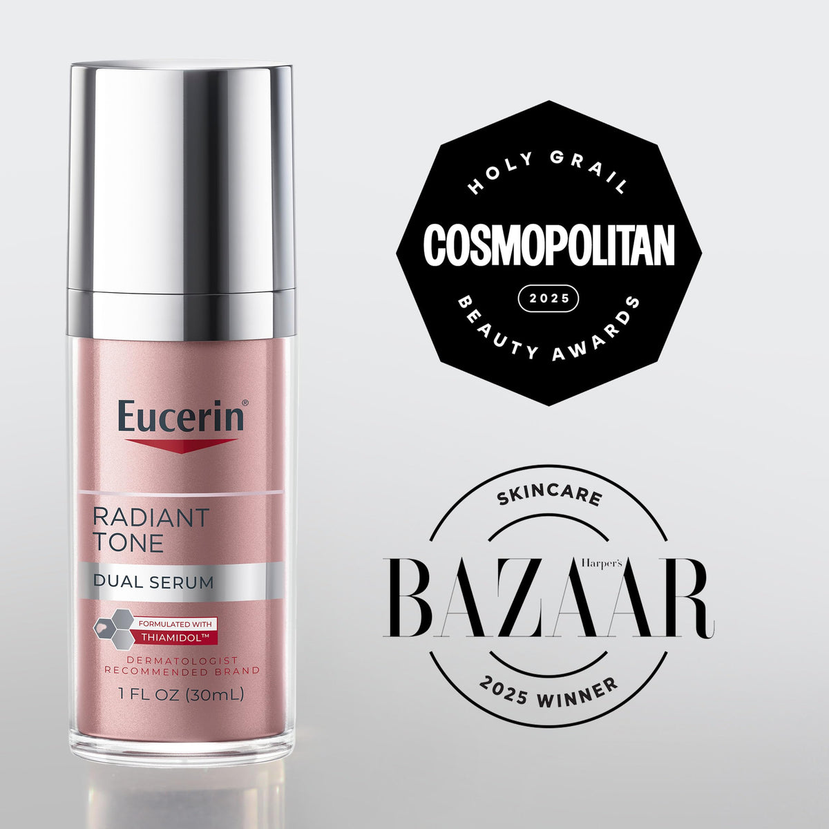 Eucerin Radiant Tone Dual Serum Dark Spot Corrector, Dark Spot Serum with Thiamidol and Hyaluronic Acid, 1 Fl Oz Bottle