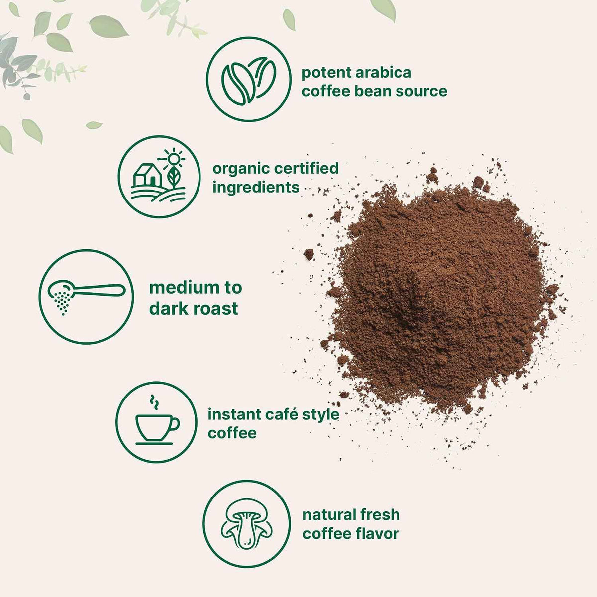 Organic Instant Coffee, 1lb Powder - Premium Arabica Coffee Beans Source - Medium to Dark Roast - Natural Fresh Flavor - Smooth & Rich - Non-GMO, Gluten Free