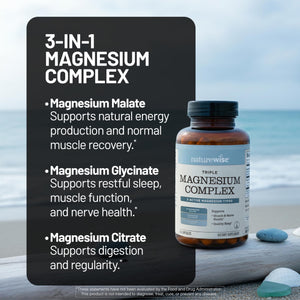 NatureWise Triple Magnesium Complex - High Absorption Magnesium Glycinate + Malate + Citrate for Muscle Nerve & Sleep Support - Vegan 90 Capsules NatureWise buy supplements Au
