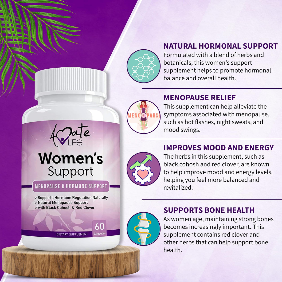 Women’s Support Supplement- Natural Hormone Regulation- Menopause Support Supplement- Estrogen Rich