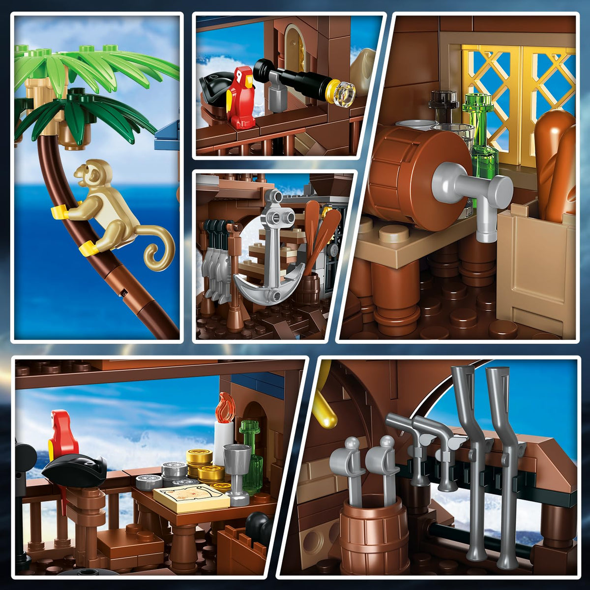 HOGOKIDS 3-in-1 Pirate House STEM Building Set with LED Light for Boy 6-12+