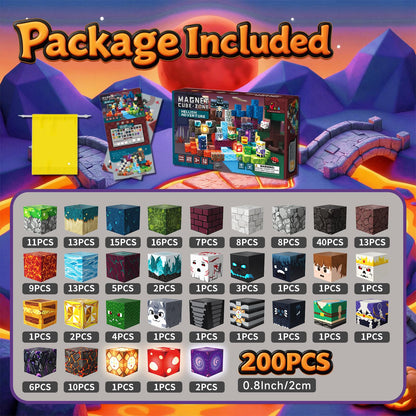 Laoren Magnetic Building Blocks, STEM Toys Educational Magnet Cubes for Kids Ages 4-12 (Inferno Adventure-200pcs)