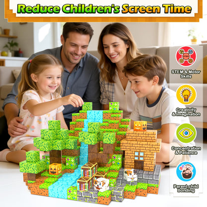 Magnetic Blocks - 100PCS Build Mine Magnet World Forest Cottage Craft Set