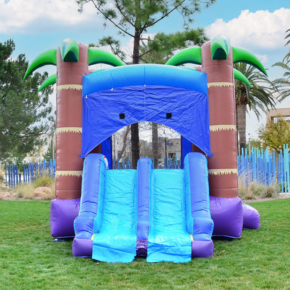 HeroKiddo 14’x18’ Enchanted Forest Inflatable Bounce House with Dual Lane Slide Combo, Built-in Basketball Hoop and Blower, 14.5' Tall Commercial PVC Jumper for Kids and Adult, Indoor & Outdoor