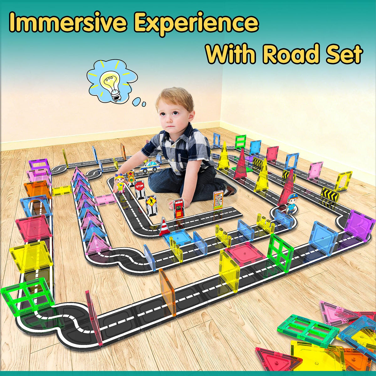 106Pcs Christmas Magnetic Tiles, Magnetic Building Blocks, Preschool Montessori Toys Gift for 3+ Year Old Boys and Girls, Sensory Toys for Kids Aged 3-5 and 4-8, Ideas for Toddler with Autism