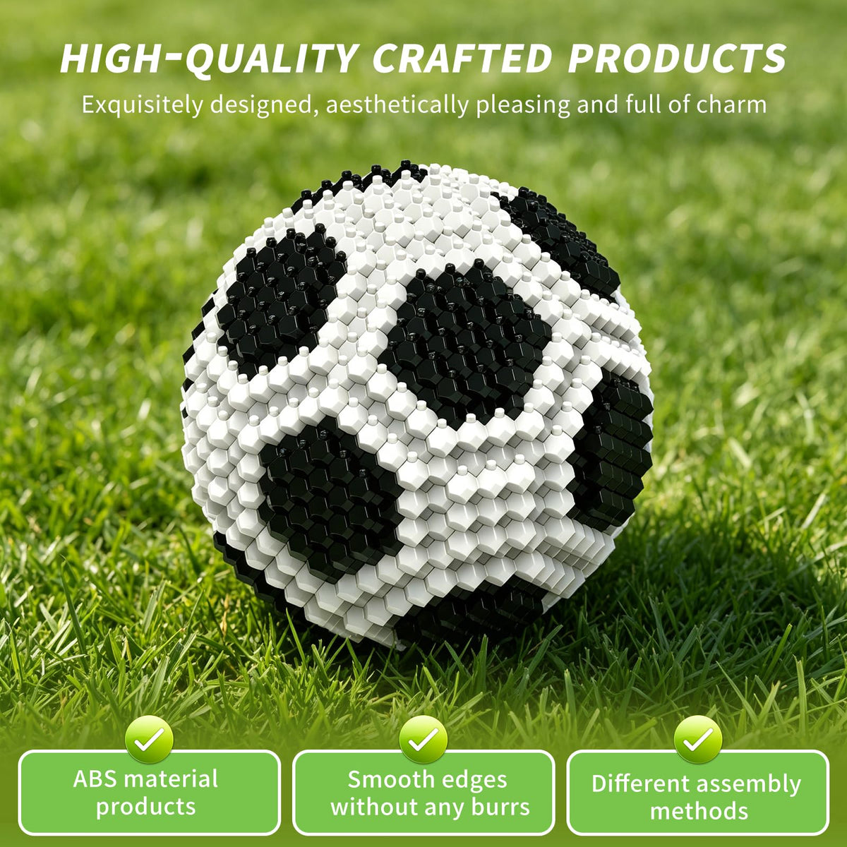 Befun Soccer Building Blocks Set, 437 Pieces Challenging STEM Building Kit for Adults & Teens 14 15 16, 3D Mini Soccer Model Educational Toy, Stress Relief Desk Decoration for Home & Office