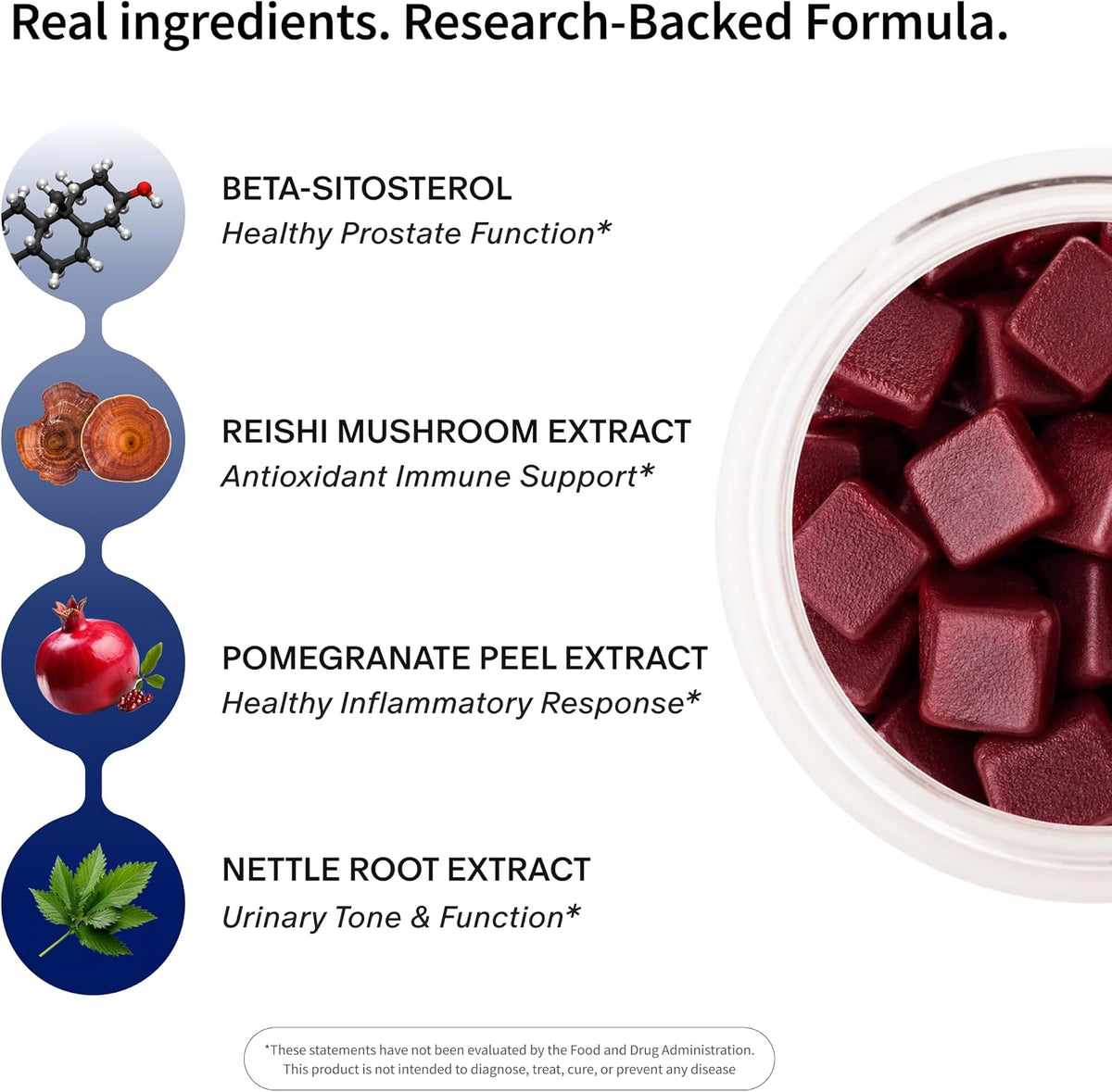 Snap Supplements Prostate Health Supplement for Men, 60 Sugar-Free Chews - Plant Sterols, Nettle Root & Reishi Mushroom - Supports Prostate and Urinary Wellness, Pomegranate-Berry Flavor, Vegan