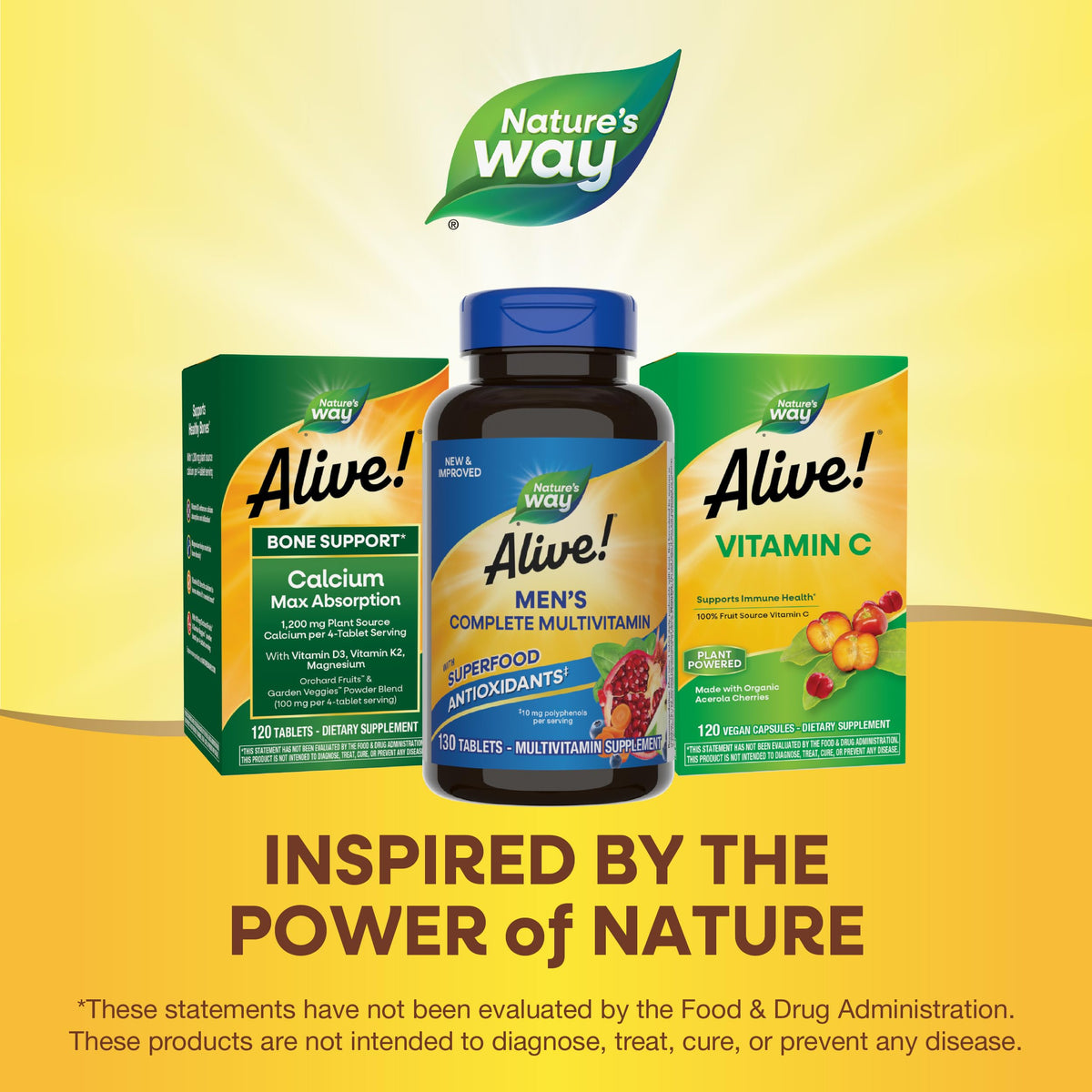 Nature's Way Alive! Men's Complete Daily Multivitamin, Supports Energy Metabolism & Muscle Function*, with B-Vitamins, Gluten Free, 130 Tablets (Packaging May Vary)