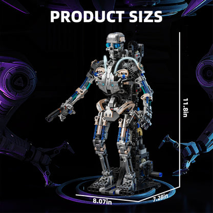 692PCS Mechanical Skeleton Robot Building Block Set，3D Poseable Model with LED Light, Movable Linkage Gears, Display Stand, STEM Toys Gift for Kids & Adults Perfect for Horror Fans & Gothic Room Decor