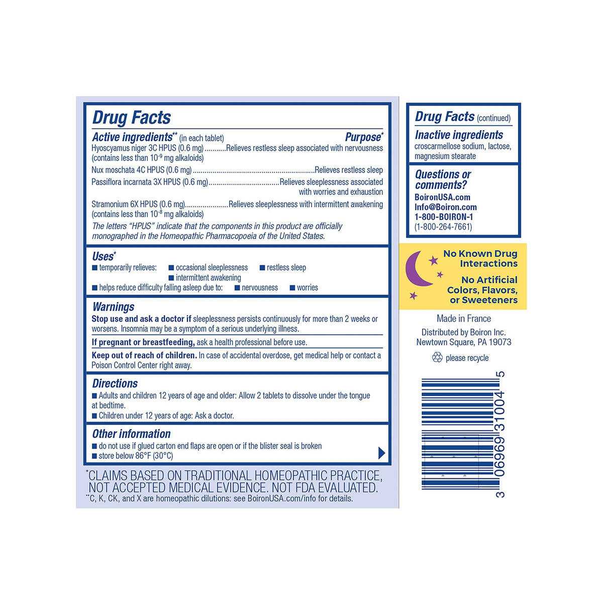 Boiron SleepCalm - Melatonin-Free and Non Habit-Forming - Dissolvable Tablets - 180 Count