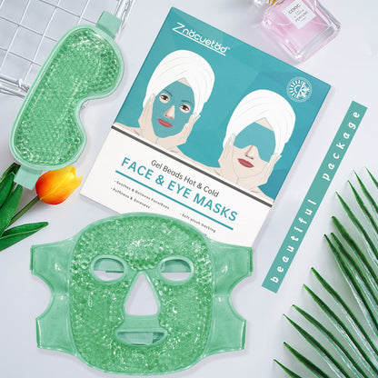 ZNÖCUETÖD Cooling Ice Face & Eye Mask – Luxury Gel Hot/Cold Pack for Puffiness, Sinus Relief, Dark Circles & Migraines | Soft Plush Backing