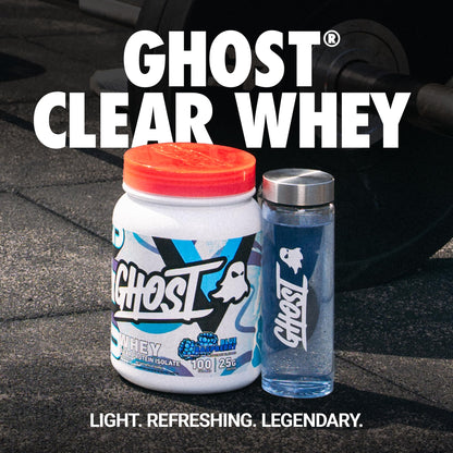 GHOST Clear Whey Isolate Protein Powder, Blue Raspberry - 1.4 LB Tub, 25G of Whey Protein - Post Workout Drink for Muscle Gain & Recovery - Sugar Free, Soy Free & Zero Fat, 20 Servings