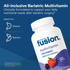 Bariatric Fusion Very Berry Complete Chewable Bariatric Multivitamin with Iron and Vitamin K for Bariatric Surgery Patients Including Bariatric Fusion