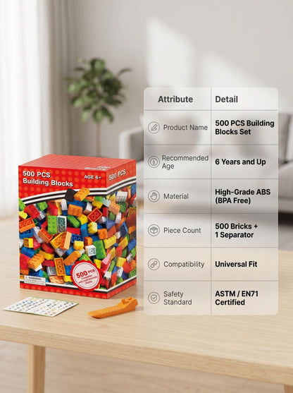 500PCS City Series Building Bricks - DIY Construction Toy for Beginners