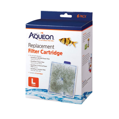 Aqueon Aquarium Fish Tank Replacement Filter Cartridges, Large - 3 Pack - Fish tank filter cartridge with activated carbon, rinse-install tab, change every 4 weeks, fits canister filter 200-400