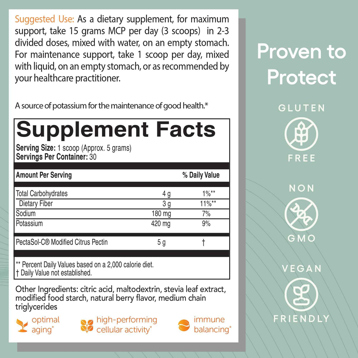 PectaSol Modified Citrus Pectin - 184g Berry Powder - Total-Body Health Supplement to Support the Heart, Immune System, Inflammation Response & Healthy Aging + Maintain Healthy Galectin-3 Levels