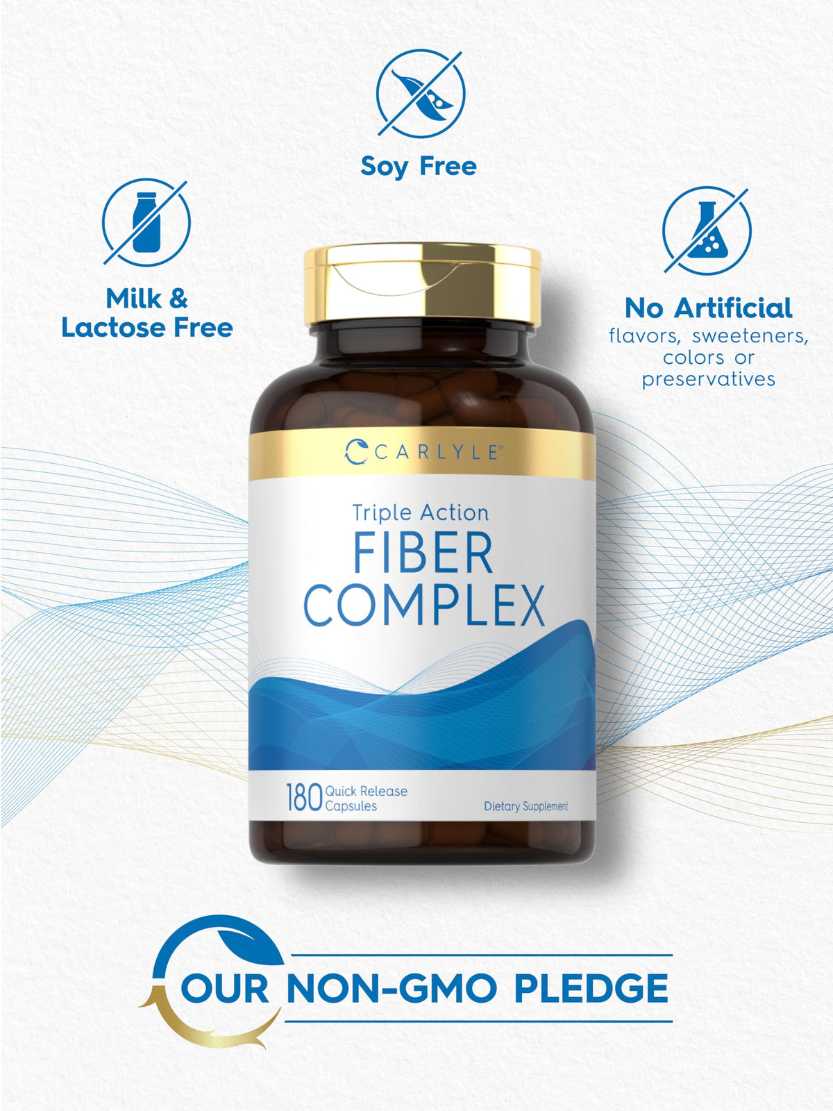 Carlyle Triple Action Fiber Complex | 180 Capsules | Vegetarian, Non-GMO and Gluten Free Supplement