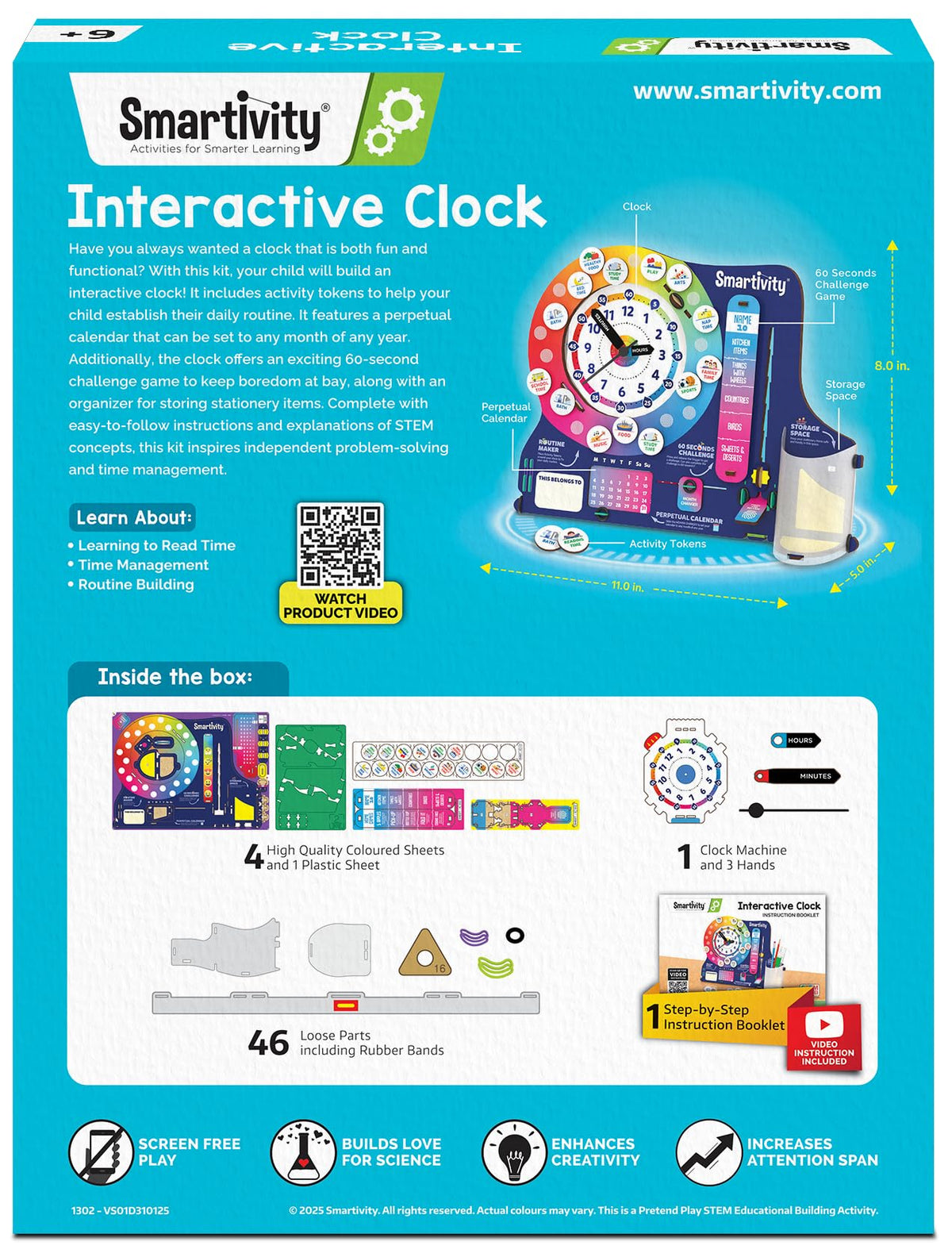 Smartivity DIY Interactive Clock with Stationary Organiser for Kids Ages 8-14 | Features an Infinity Calendar | Birthday Gift for Boys&Girls | STEM Educational Toy for 8,9,10,11,12,13,14 Years
