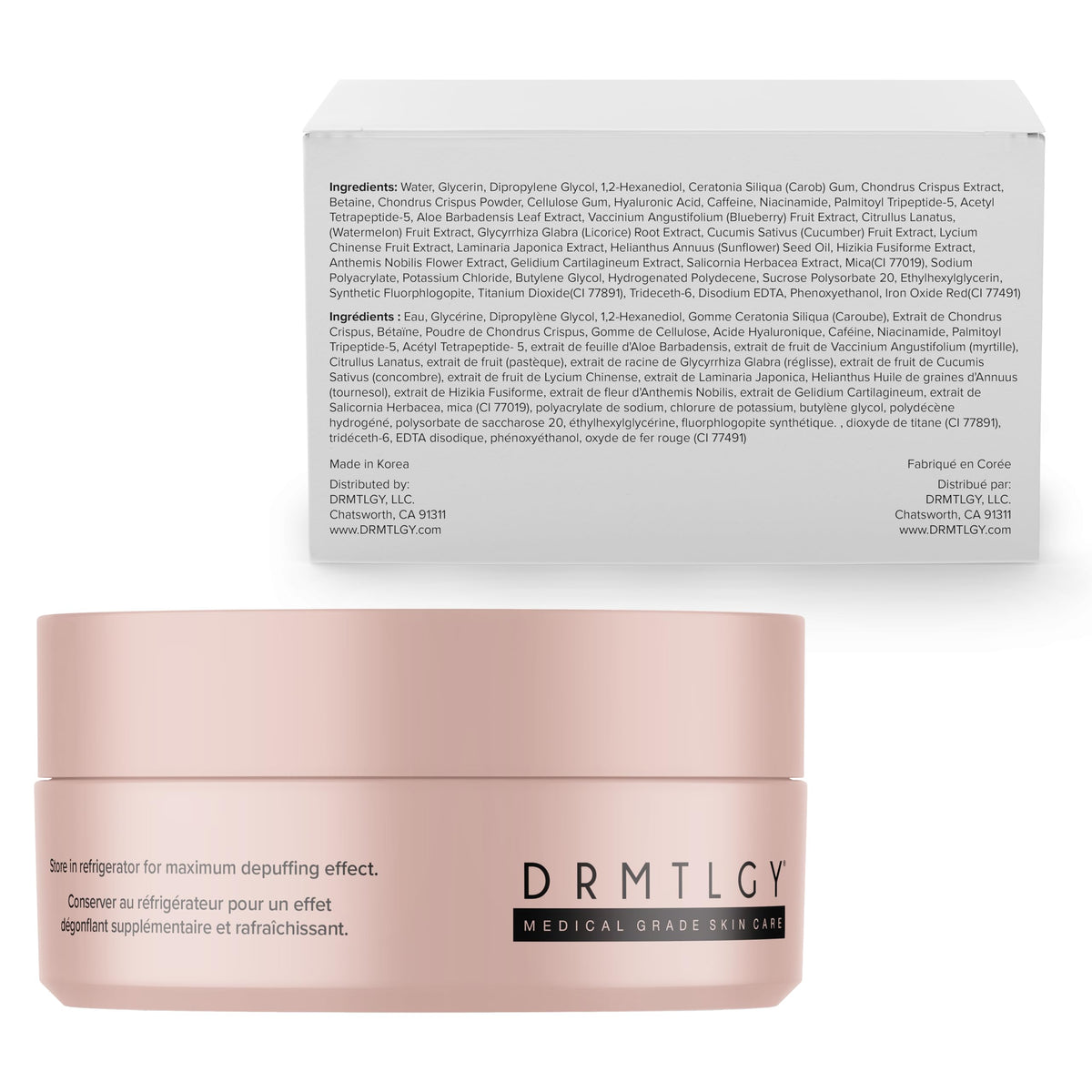 DRMTLGY Brightening Eye Masks (60 Count) – Biodegradable Hydrogel Patches with Caffeine, Peptides & Niacinamide for Dark Circles & Puffiness