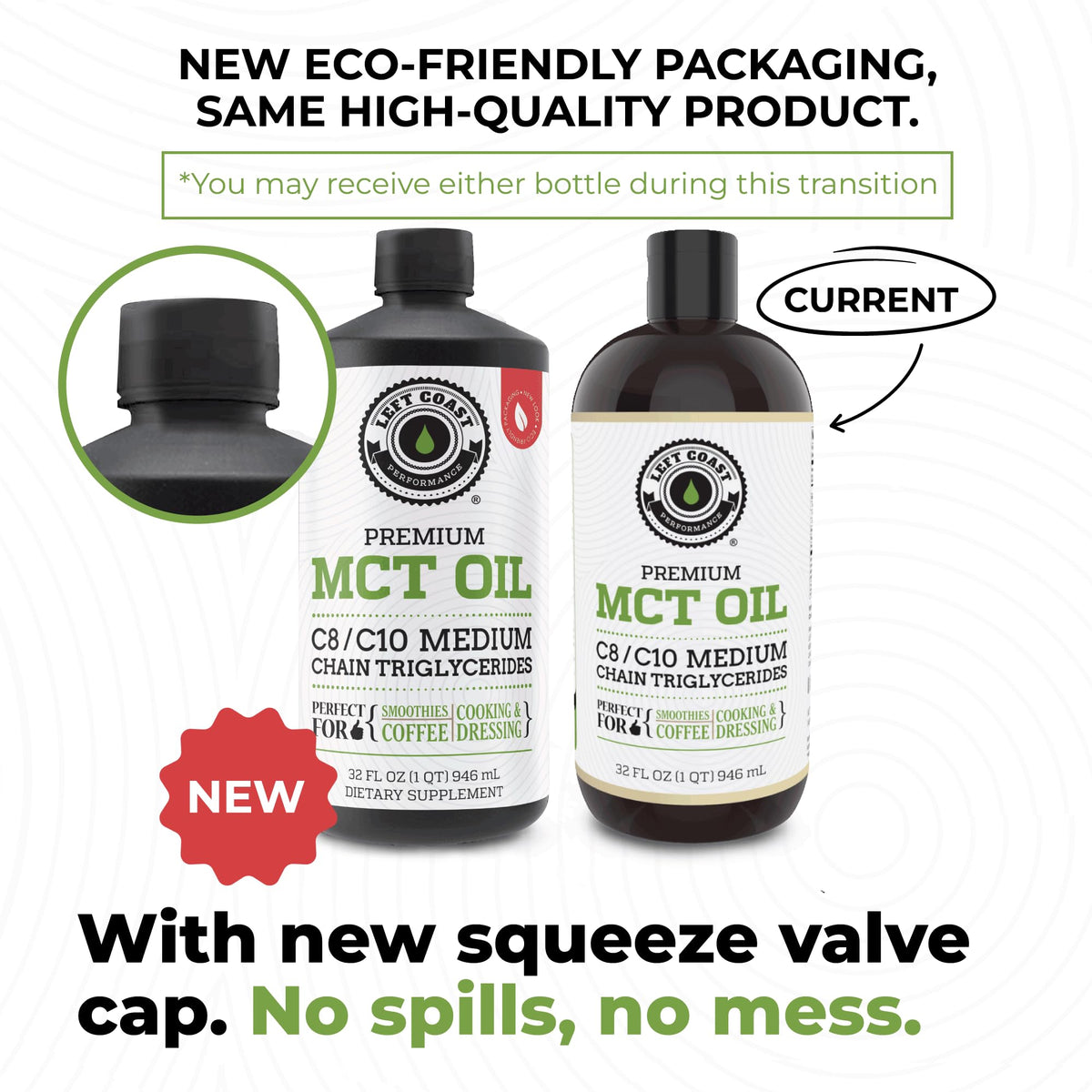 100% Coconut MCT Oil Liquid, 32 Fl Oz