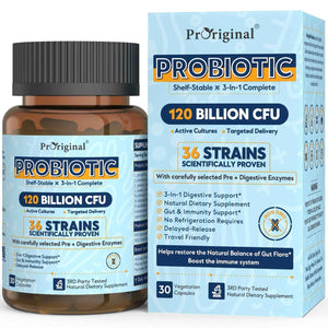 Probiotics for Women & Men 120 Billion CFU with 36 Probiotic Strains for Digestive Health and Gut Health, Delayed Release Capsules, Stomach Acid Resistant