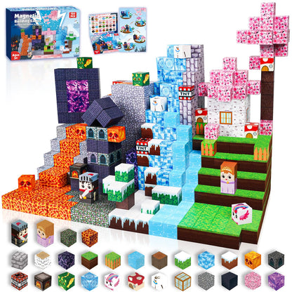 ToyUnited Magnetic Blocks-150PCS Magnetic Building Blocks Magnet Cubes Stacking Dark Forest Glacier Castle, STEM Montessori Sensory Toys for Kids Boys Girls Ages 4-8 Holiday Birthday