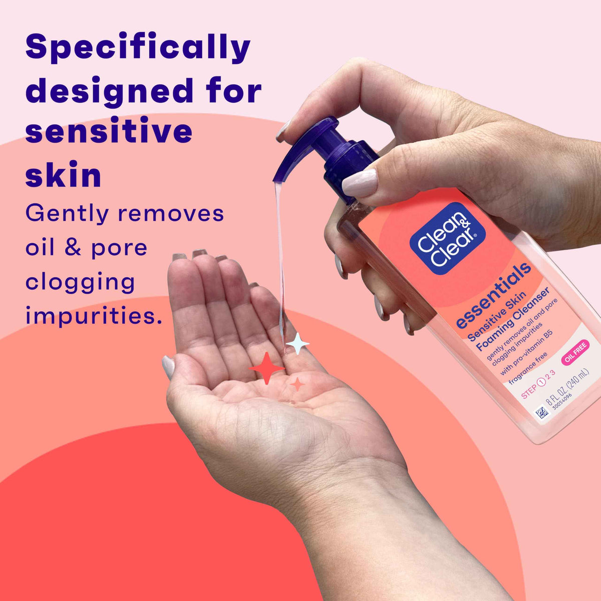 Clean & Clear Essentials Oil-Free Foaming Facial Cleanser, Daily Foaming Face Wash with Pro-Vitamin B5 for Sensitive Skin