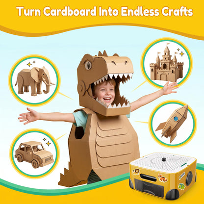 Resosese Cardboard Cutter for Kids, 160+ Pcs Kid Safe Electric Cardboard Cutting Tool Set, DIY Craft Building Tool with Overheat Protection, STEM STEAM Building Toy for Boys and Girls Ages 6+