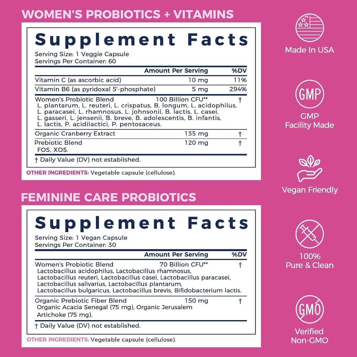 NewRhythm VagFlora Carefree Bundle, Women's Probiotics 100 Billion CFU & Women's Probiotics 70 Billion CFU, PH Balance, Vaginal, Urinary & Digestive Health, Non-GMO