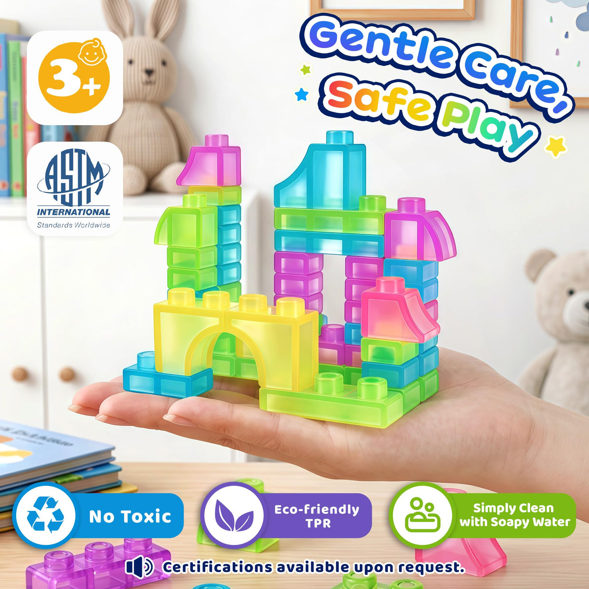 57PCS Soft Glow in The Dark Building Blocks for Toddlers, Dream City