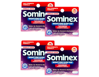 Sominex Nighttime Sleep-Aid Caplets, Maximum Strength, 16 ea (Pack of 4)