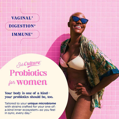 Enzymedica SubCulture Women's Probiotic, 50B CFU, Gut Support, 30 Caps - Helps Maintain Healthy Vaginal Flora & Urinary Tract Balance
