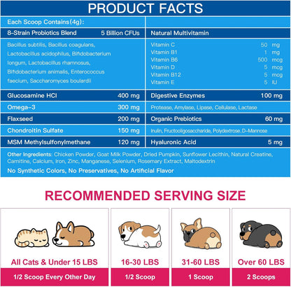 NATURE TARGET Dog Vitamins Powder, Probiotics & Digestive Enzymes for Gut Health, Glucosamine & Chondroitin & Omega 3, Complete Supplement for Homemade Dog Food, Joint & Skin & Immune Support - Probiotics & Digestive Enzymes for Gut Health, Glucosamine &