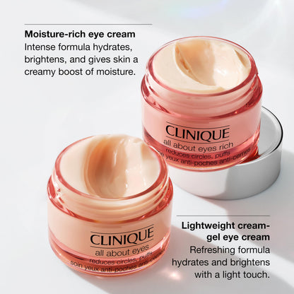 Clinique All About Eyes Rich (1 oz / 30ml) – Intensive Hydrating & Brightening Eye Cream for Dark Circles, Puffiness & Dry Lines
