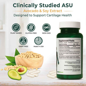 ASU Joint Support Supplement - 300mg Avocado Soy Unsaponifiables for Joint Comfort, Mobility & Cartilage Health, Clinically Studied, Plant-Based, Non-GMO, Gluten-Free, 60 Capsules (6 Month Supply)