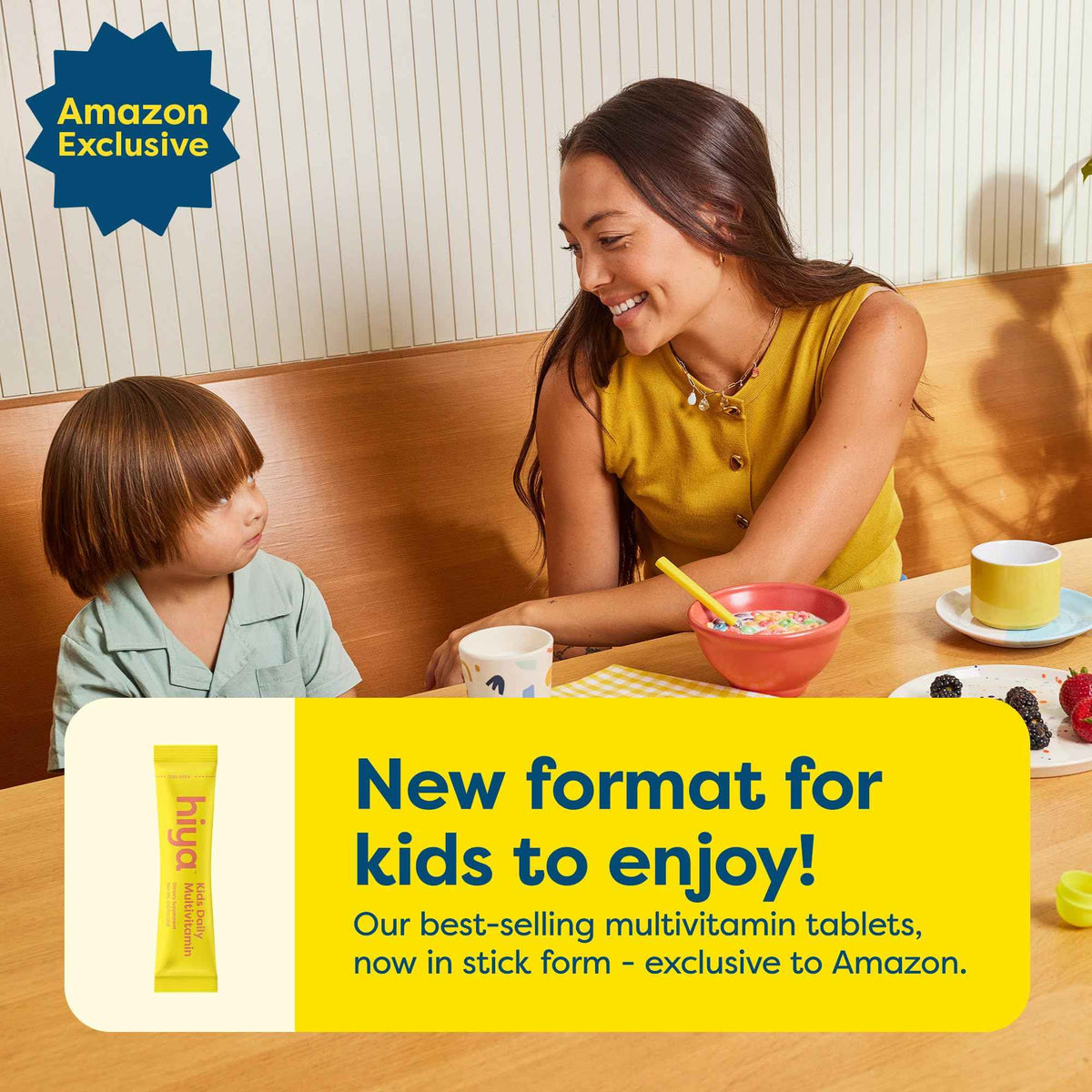 Hiya Kids Multivitamin - 15+ Essential Vitamins & Minerals with Fruits & Veggies for Ages 2+, Supports Growth, Development & Immune