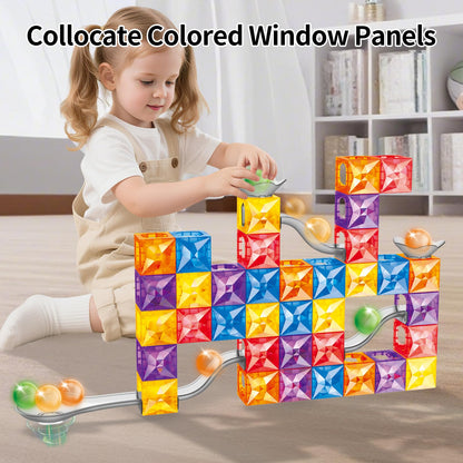 MIEBELY 112PCS Magnetic Marble Run Tiles for Kids Ages 3+