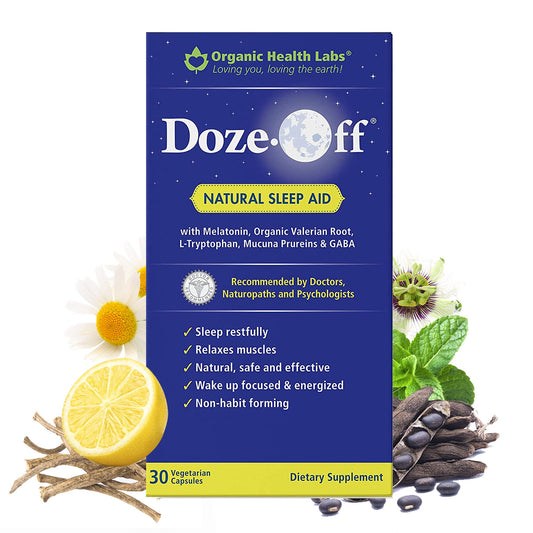 Organic Health Labs Doze-Off® Premium Sleep Aid - Natural Sleeping Pills for Restful Nights - Effective Sleep Aids - Enhance Relaxation and Improve Sleep Quality - 60 Capsules for Restful Sleep