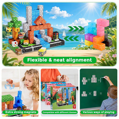 Annexfun Magnetic Blocks - 150PCS Magnetic Building Blocks Road Forest Magnetic Cubes - STEM Toys for Montessori Toddler Birthday Gifts -STEM Sensory Construction Toys for Kids Ages 3+ for Boy & Girl